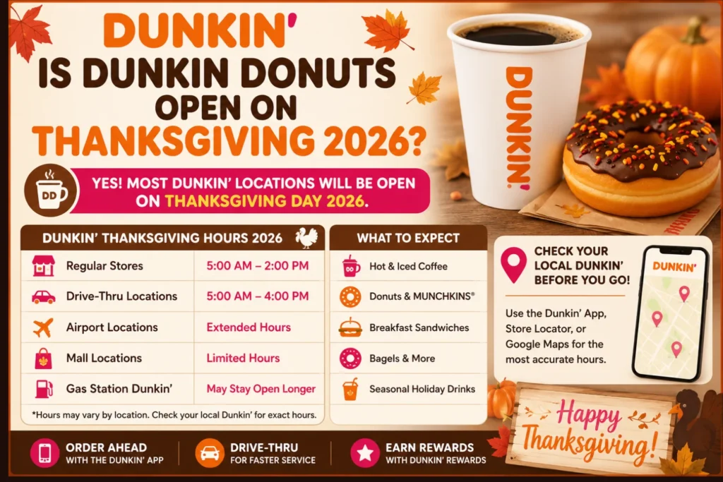 Is Dunkin Donuts Open on Thanksgiving 2026